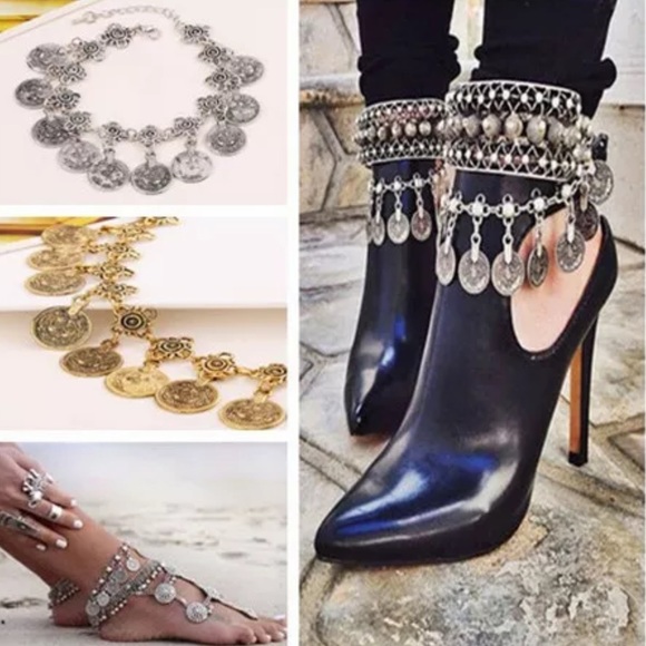 Silver Coin Ankle or Wrist Bracelet - Picture 4 of 9